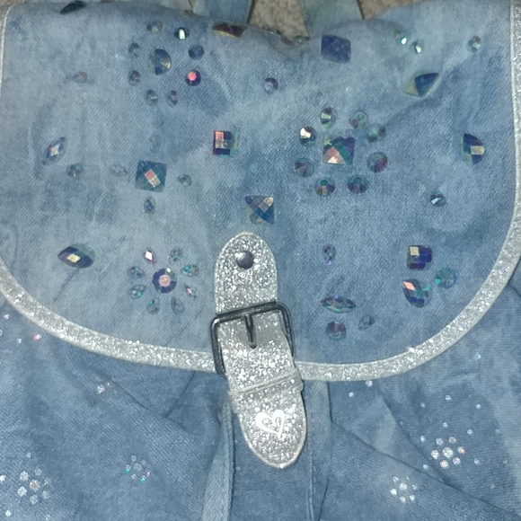 Girls Blue Jean Embelleshed Backpack - Picture 2 of 3